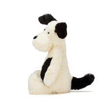 Load image into Gallery viewer, Jellycat Bashful Black &amp; Cream Puppy side view showing black tail
