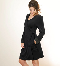 Load image into Gallery viewer, Bamboo Wrap Robe - Black - FINAL SALE
