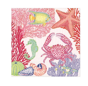 Caspari Under the Sea Paper Cocktail Napkins - 20 Per Package