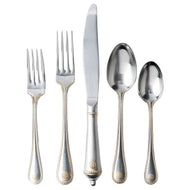 Juliska Berry and Thread 5 Piece Flatware Setting - Bright Satin with 24-Karat Gold Accents