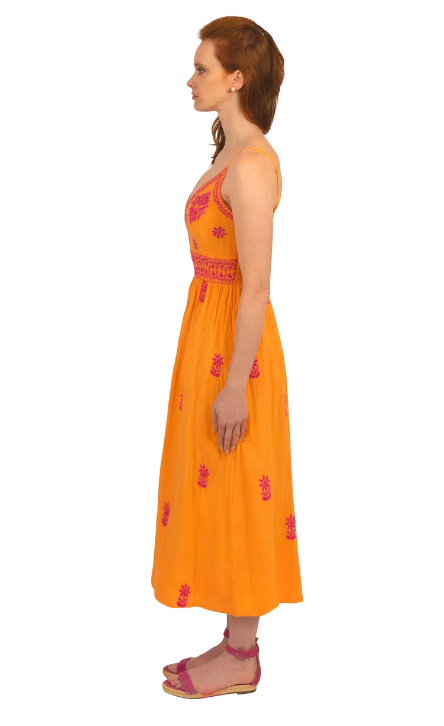 Gretchen Scott Designs Hand Embroidered Midi Maxi Dress Fiesta Time