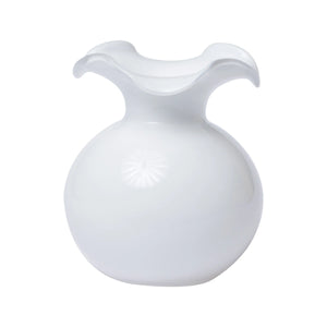 White Hibiscus Glass Small Fluted Vase