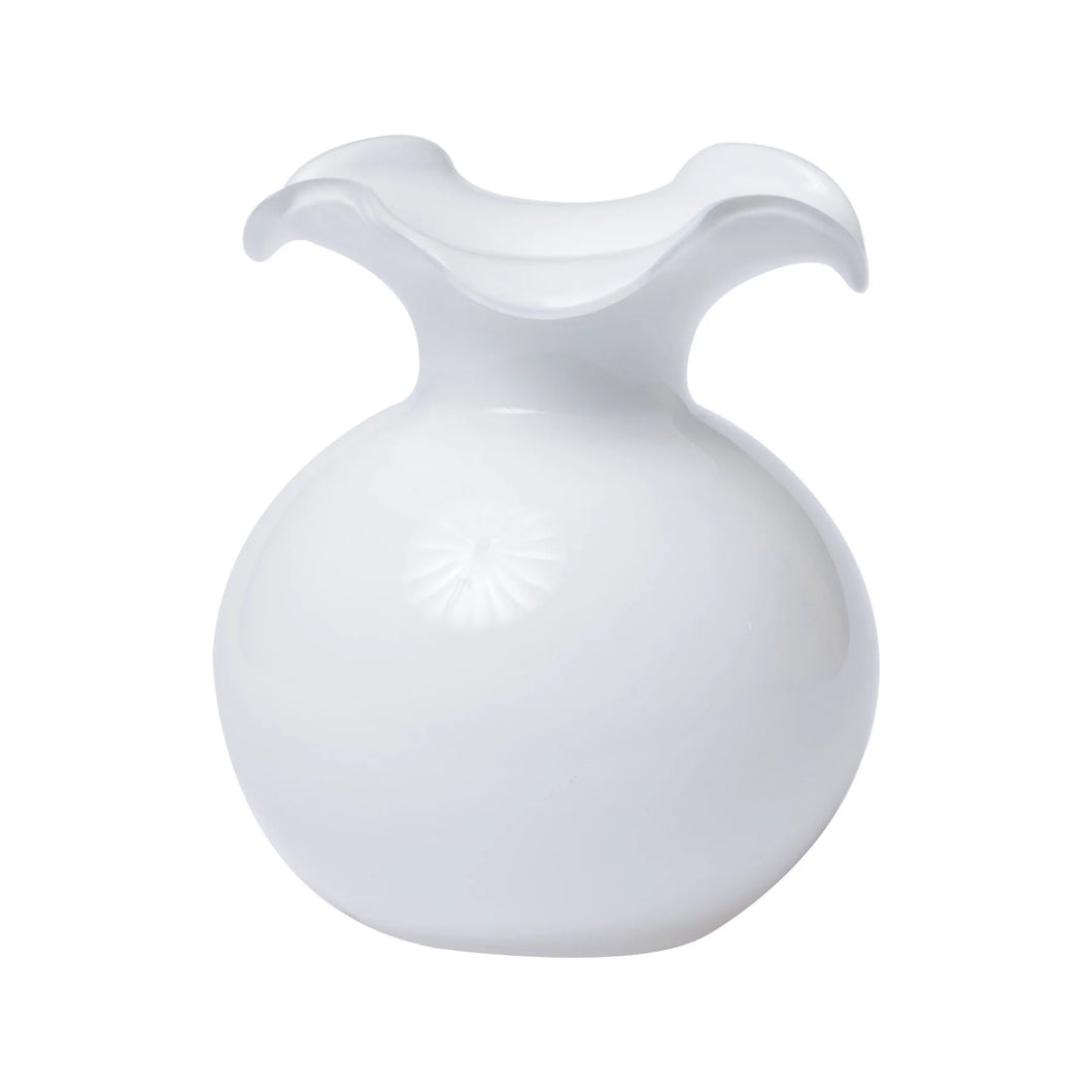 Vietri White Hibiscus Glass Small Fluted Vase