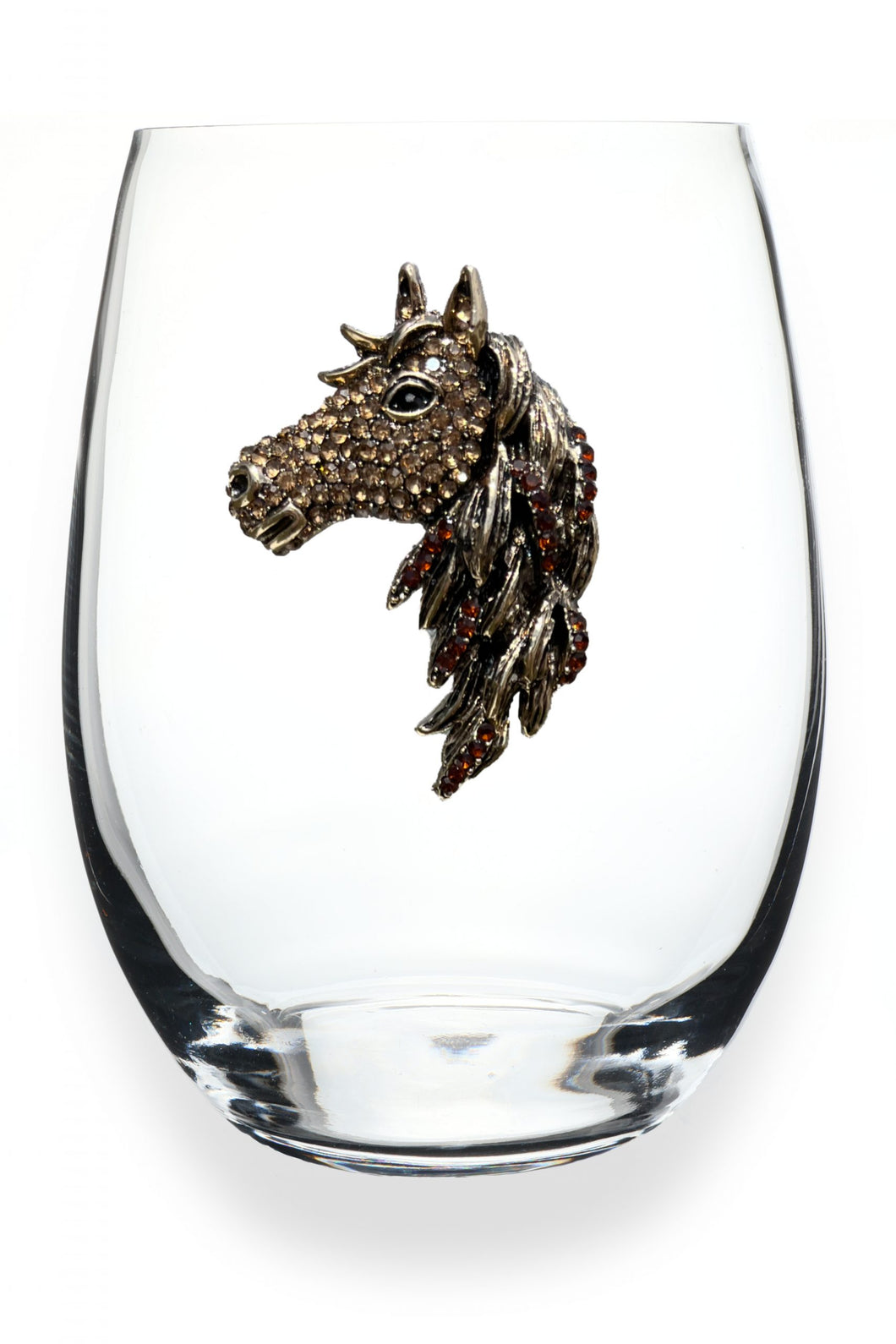 Horse Head Jeweled Stemless Glass