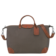 Longchamp Boxford Travel Bag Large in Green-Brown with leather accents and handles