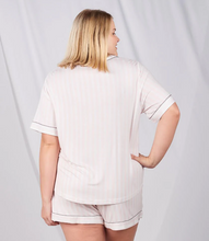 Load image into Gallery viewer, Lucy Short Sleeve Button-Up Top - Pink Stripe - FINAL SALE
