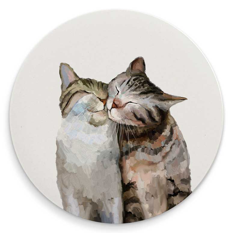 Feline Friends Cat Bunch Single Coaster - Set of 4