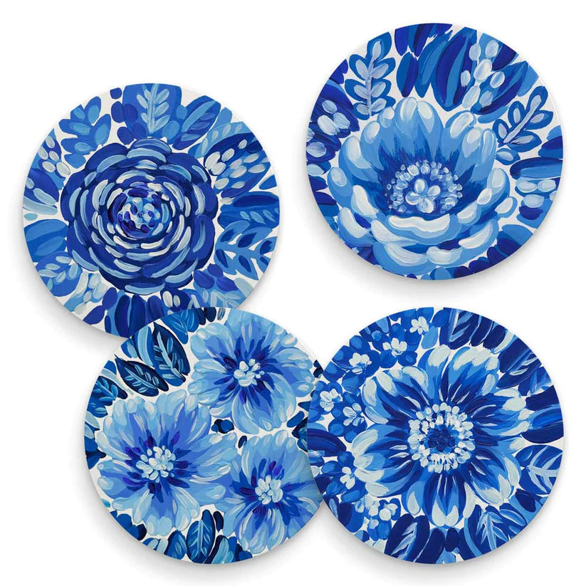 Blue And White Flower Garden Coaster - Set of 4