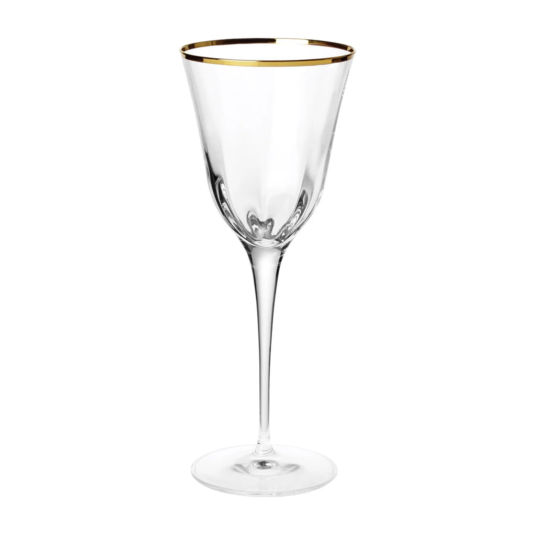 Vietri Optical Water Stem Glass - Gold Rim