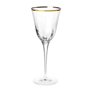 Vietri Optical Water Stem Glass - Gold Rim - FINAL SALE