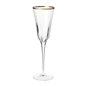 Vietri Optical Champagne Glass - Gold Rim