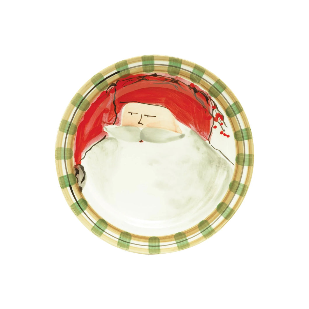 Vietri Old St. Nick Round Salad Plate - Red Hat