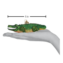 Load image into Gallery viewer, Graphic Old World Christmas Alligator Ornament showing 5" length
