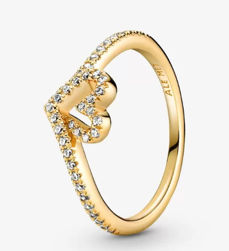 PANDORA 14K Gold Plated Pandora Timeless Wish Sparkling Heart Ring