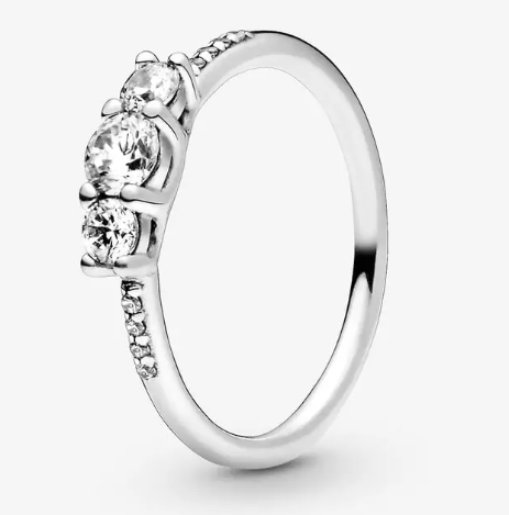 PANDORA Clear Three-Stone Ring - Silver