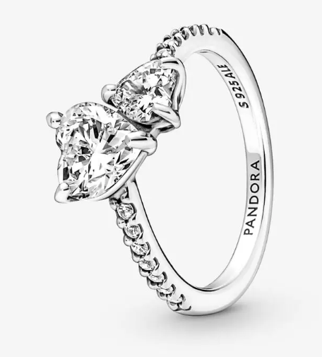 PANDORA Double Heart Sparkling Ring