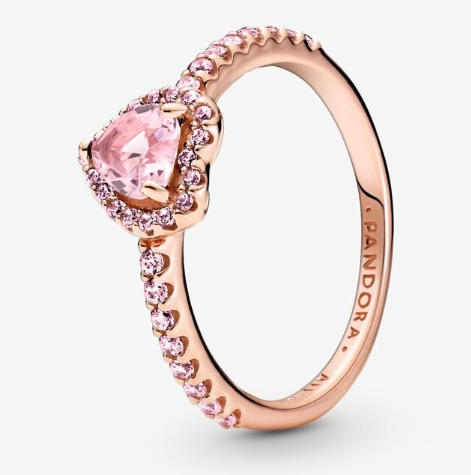 PANDORA Sparkling Elevated Heart Ring - Pink
