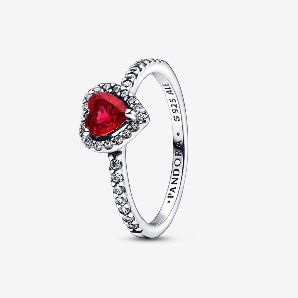 PANDORA Sparkling Red Elevated Heart Ring