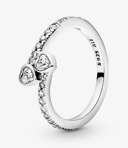 PANDORA Two Sparkling Hearts Ring
