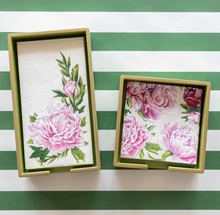 Load image into Gallery viewer, Peony Paper Napkins in gold napkin boxes
