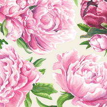 Load image into Gallery viewer, cocktail napkin with large pink Peonies
