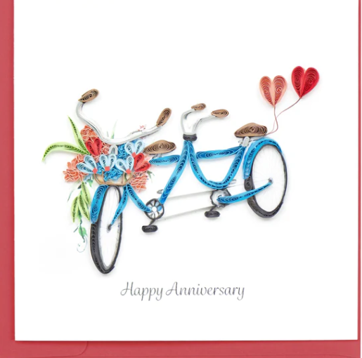 Quilled Tandem Bicycle Greeting Card