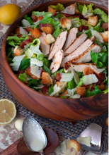 Load image into Gallery viewer, Round Acacia Wood Calabash Salad Bowl with salad
