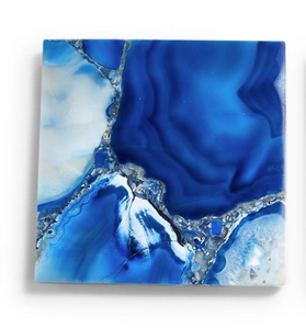 Blue Agate Coaster with Resin Base - Single