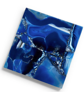 Blue Agate Coaster with Resin Base - Single