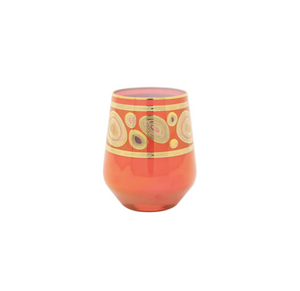 Vietri Regalia Stemless Wine Glass - Orange