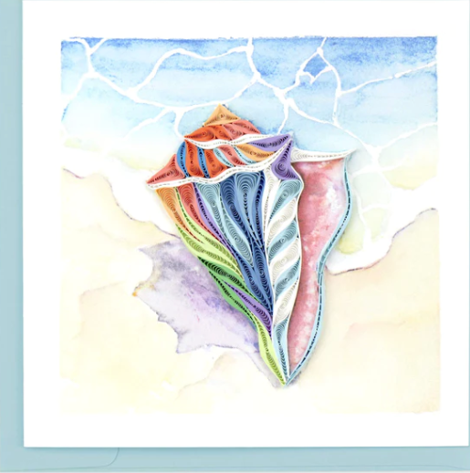 Rainbow Conch Shell Quilling Card