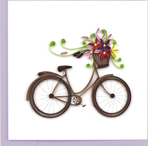 Bicycle with Flower Basket Quilling Card