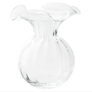 Clear Hibiscus Glass Large Fluted Vase