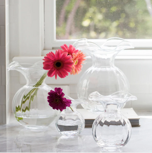 Vietri Clear Hibiscus Glass Medium Fluted Vase