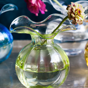 Vietri Green Hibiscus Glass Bud Vase