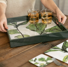 Load image into Gallery viewer, Fiddle Fig 15 Inch Square Lacquer Art Serving Tray
