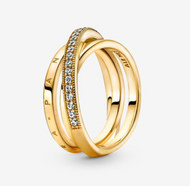 PANDORA Crossover Pavé Triple Band Ring - Shine Gold
