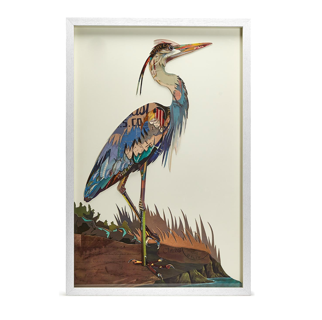 Heron / Crane Paper Collage Wall Art