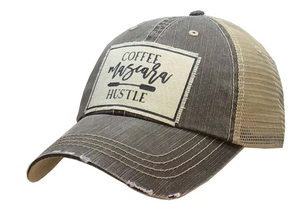 Coffee Mascara Hustle Brown Distressed Trucker Hat