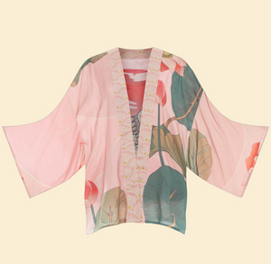 Crane at Sunrise Kimono Jacket - Petal