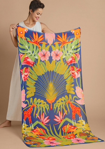 Printed Deco Jungle Scarf - Indigo