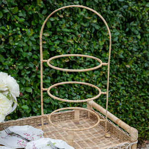 Provence Rattan Whitewash Three Tiered Plate Server