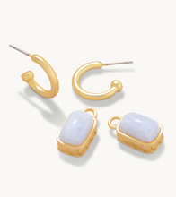 Load image into Gallery viewer, Spartina 449 Naia Drop Hoop Earrings - Blue Chalcedony
