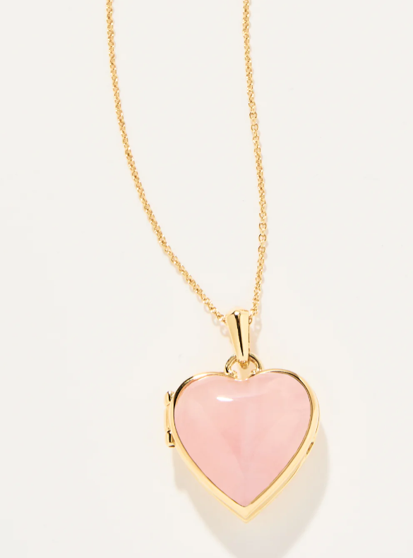 Heart Locket Necklace Rose Quartz