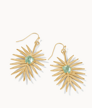 Load image into Gallery viewer, Palm Earrings Gold Aqua Pearlescent

