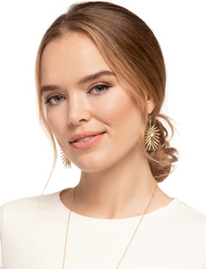 Palm Earrings Gold Aqua Pearlescent
