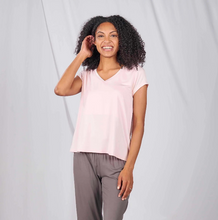 Load image into Gallery viewer, Pink Bamboo Ladies V-Neck Pajama Tee

