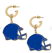 Load image into Gallery viewer, Blue Game Day Football Helmet Enamel Earrings
