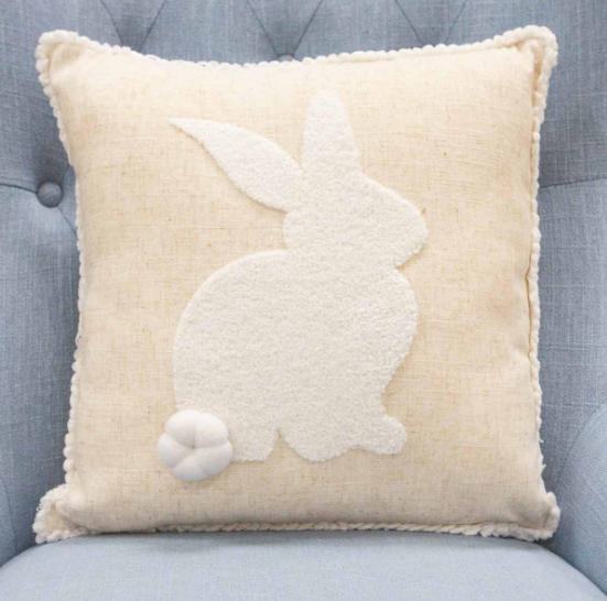 Cottontail Bunny Pillow - Oat/White