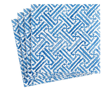 Load image into Gallery viewer, Caspari Fretwork Paper Cocktail Napkins in Blue - 20 Per Package
